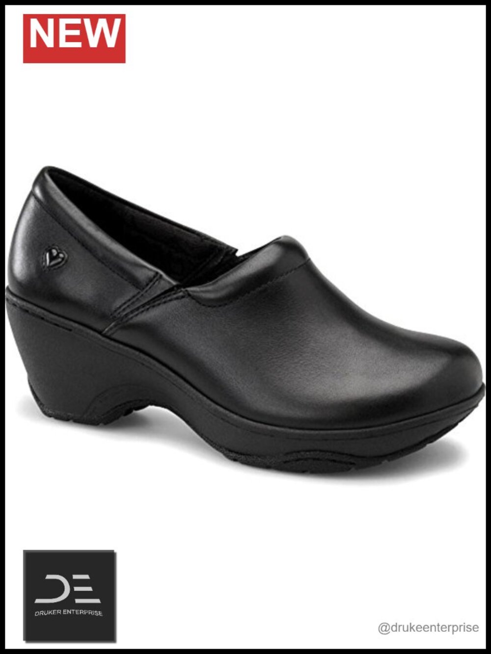 Nurse Mates Bryar Leather Slip-Resistant Wedge Clogs for Medical Professionals